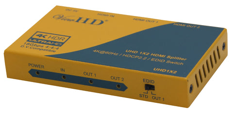 ViewHD Ultra HD | HDMI 2.0 | HDCP 2.2 | 4K@60Hz | 1x2 Splitter | One Input to Two Outputs | Support HDR and Dolby Vision | Model: UHD1X2