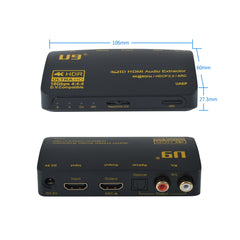 U9 ViewHD Latest HDMI v2.0 Audio Extractor |RCA L/R Stereo Analog Audio Output | SPDIF Toslink Optical Digital Audio Output Dolby Digital Plus | 4K@60Hz HDR Dolby Vision | HDCP 2.2 | ARC | Model: UAEP